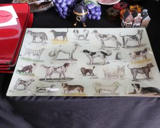  John Derian Company Inc Dog Run Letter Tray Collaged paper under handblown glass