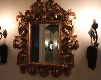 Handcrafted La Barge Italian Mirror Carved Wood Acanthus leaves and ornate baroque elegance