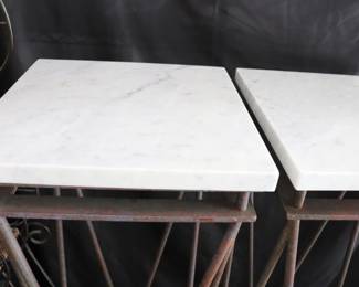 A Pair of Architectural V shaped display pedestal with Carera marble Tops 42" x 16"