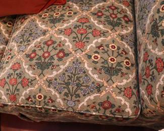 Custome Larry Levine Green Floral Loveseat 67"