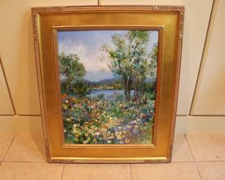  Janine Wesselmann originall "Wild Flowers I & II" Original Oil on Canvas Diptych Framed Size 23" x 27" EA.