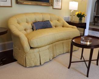 Cameron Collection Dallas custom upholstered 70" sofa Loveseat Nancy Cozine Silk