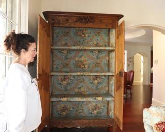 Antique 1700's French Country Highly Carved Walnut Wedding Armoire-Provenance 54" x 21" x 94" professionally restore and lined 