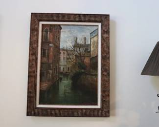 Signed Italian Oil Painting on Canvas FRAMED of Venice  2000  34" x 24"