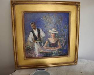  Janine Wesselmann original waiter Paris Cafe Painting