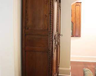 1700s French Country Highly Carved Walnut Wedding Armoire-Provenance