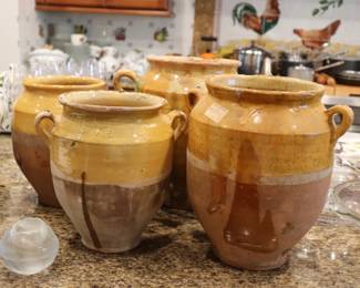  19th Century Yellow Glazed Confit Pot French Country Rustic Vessel Pottery