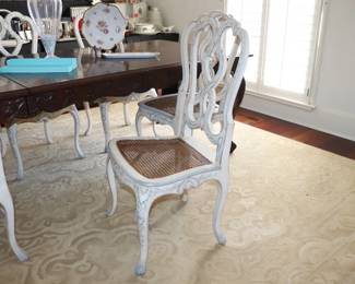 6 Vintage Hand-Painted Cane Corte Dining Chair