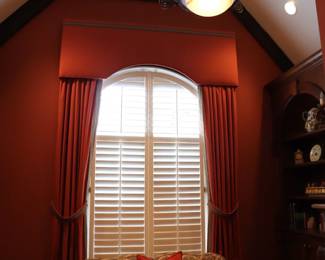 Burnt Red Long Lined Custome Linen Curtains 2 Panels & Cornice 136" x 65"