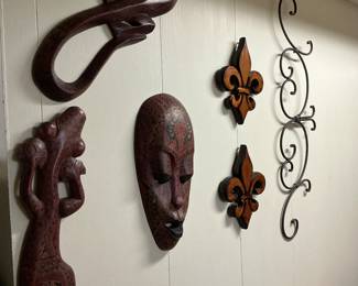Hand carved African pieces, Fleur Di Lis hand carved iron pieces