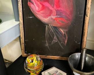 Hand painted blowfish paper weights