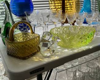 From greenish baskets, cake plate purple dinnerware set drinkware to glass fish