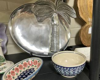 Aluminum ware, hand painted Poland dishes