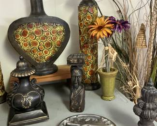 Metal and carved African pieces