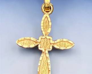 14K Gold Cross Pendant  Chain