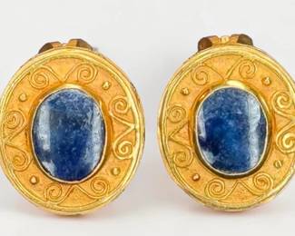 18K Gold  Lapis Earrings