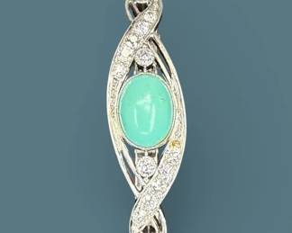 Diamond, Turquoise, 14K Gold  Platinum Bracelet