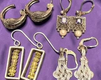 Earrings Three Sterling  One Unmarked