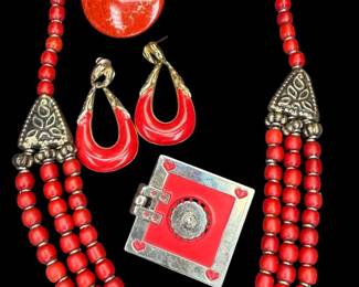 MultiStrand Necklace With Complementing Earrings  A Pin