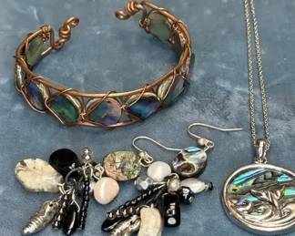 Abalone shell discs bracelet  other complementing pieces