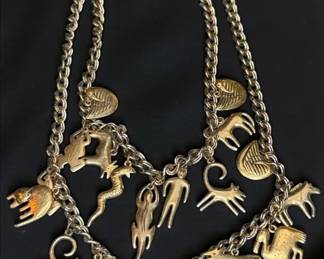 Laurel Burch brass figural necklace 