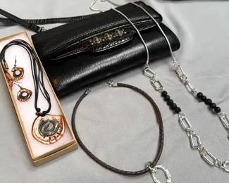 Three Necklaces  Complementing Purse 