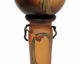 Roseville Blue Pine Cone Jardiniere and Pedestal