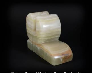 Vintage Carved Mexican Onyx Bookends