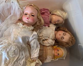 Vintage Composition Dolls in Victorian-style Clothing