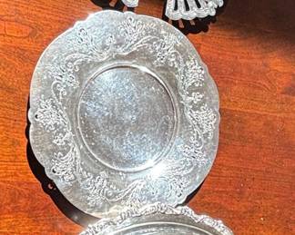 Vintage Silver-Plated Serving Set with Glass Hurricane Lamp