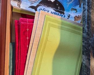 Ocean Life Print Placemats and Fabric Napkins Set