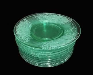Green Depression Glass Sandwich Plates