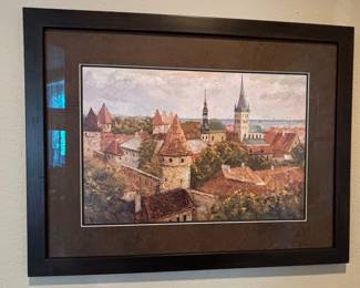 Framed Watercolor Painting of Tallinn Old Town