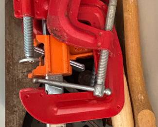 Assorted Woodworking Clamps and Hand Plane