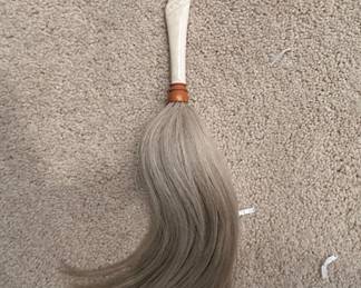 Carved Bone Figural Handle Fly Whisk