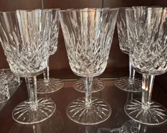 Waterford Crystal Lismore Gravy Boat with Underplate and Wine Glasses