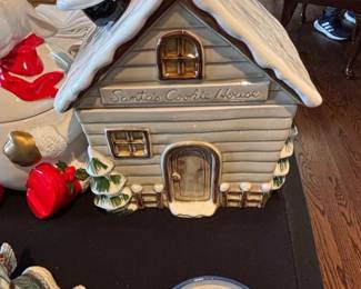 Santas Cookie House Ceramic Cookie Jar