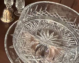 Waterford Crystal Lismore Gravy Boat with Underplate and Wine Glasses