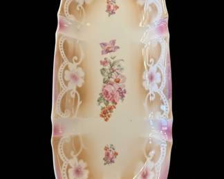 Antique Porcelain Celery Dish with Floral Motif