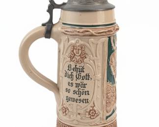 Antique full-size bed, Set of Four Crystal Decanters and a few Stiens