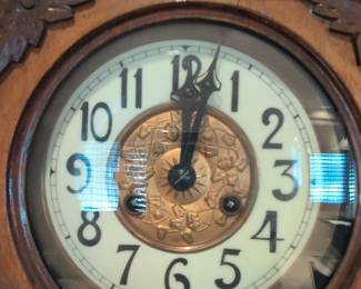 Antique German Black Forest Clock with Carved Case