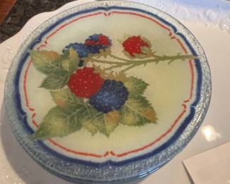 Decorative Glass Coasters with Berry Motif