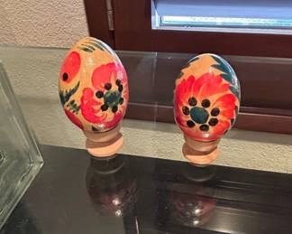 HandPainted Wooden Eggs with Floral Motifs