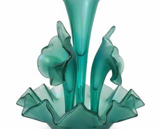 Fenton Stiegal Iridescent Green Stretch Epergne second image