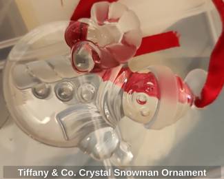 Tiffany  Co. Crystal Snowman Ornament
