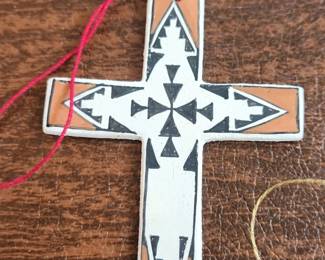 Kimo J. Tafoya HandPainted Ceramic Cross Ornament