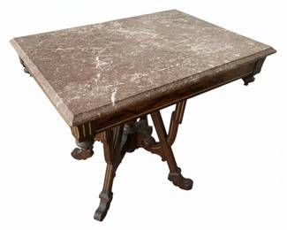 Victorian Eastlake Marble Top Console Table with Mirror