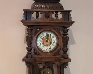 Antique German Black Forest  Clock with Carved Case