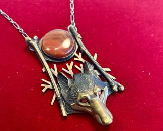 Brooke Stone wolf necklace