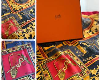 Hermès 90 carré Musique des Dieux silk scarf and box